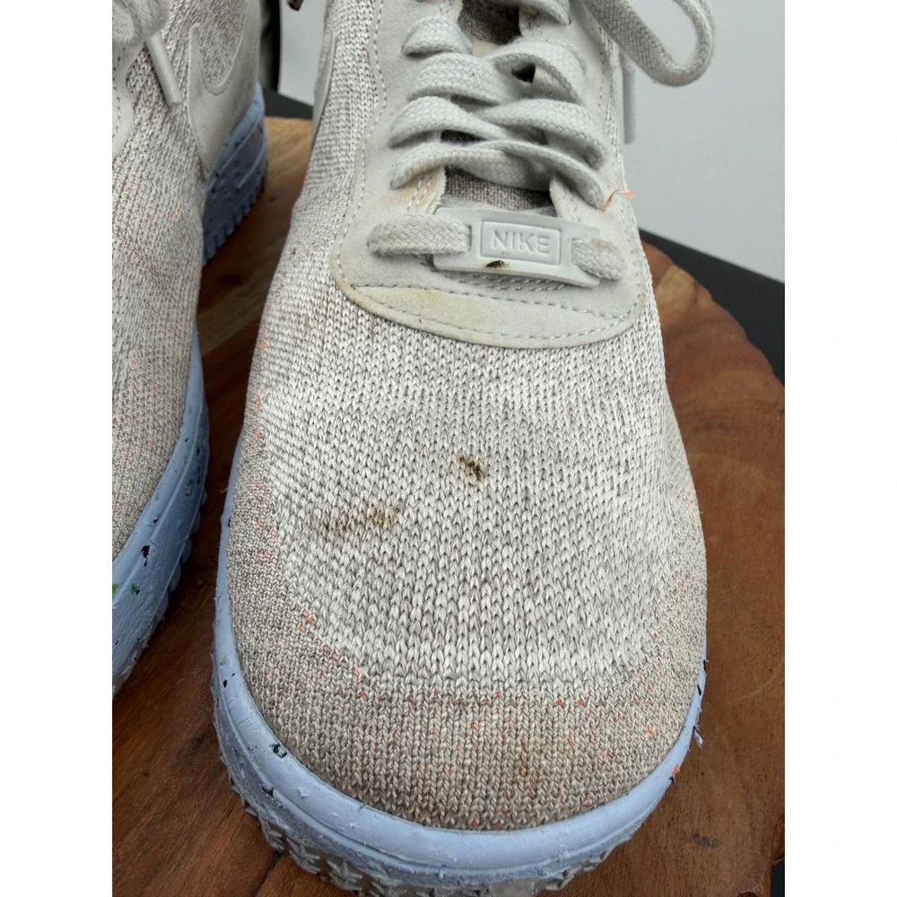 Nike Air Force 1 Crater Flyknit Sneakers Mens 10 Sail White DC4831-101 Speckled